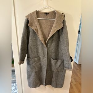 Eileen Fisher Hooded Double Face Alpaca Blend Coat, Size M, Gray